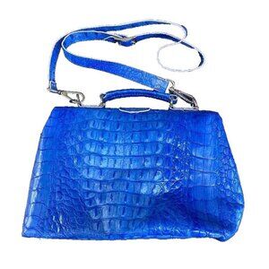 Mutsaers Blue Leather Croc Doctor Apple Bag NEW with Dustbag